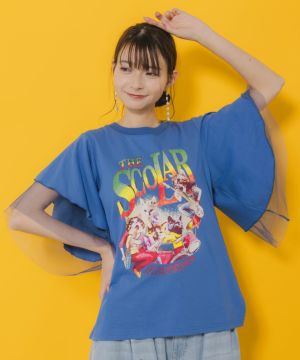 143758：ネコ柄バイカラー切替シャツワンピースの通販-ScoLar