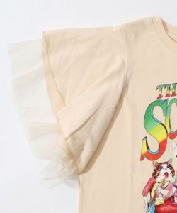 152664：ネコ×ロック柄 メッシュ切替Tシャツの通販-ScoLar