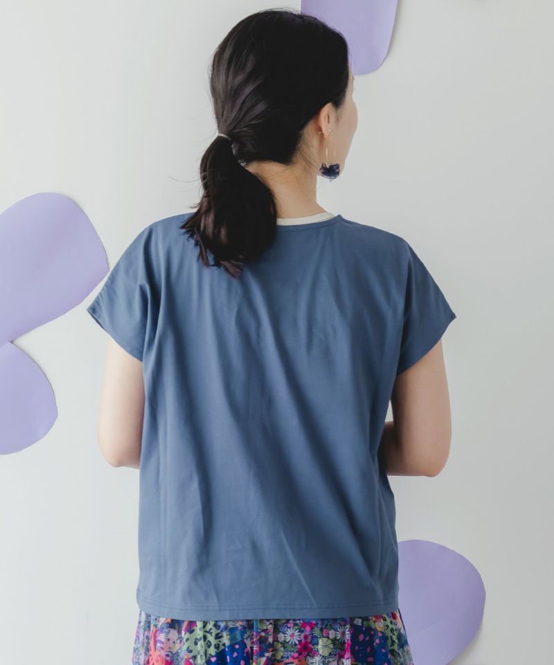 ネコ花柄レーステープTシャツ-14
