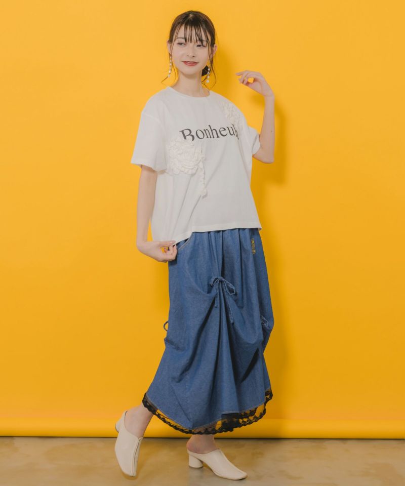 ボヌールロゴ レーステープTシャツ-2
