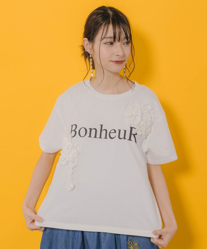 ボヌールロゴ レーステープTシャツ-3