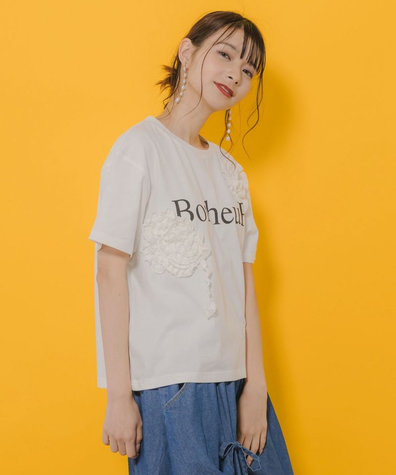 ボヌールロゴ レーステープTシャツ-4