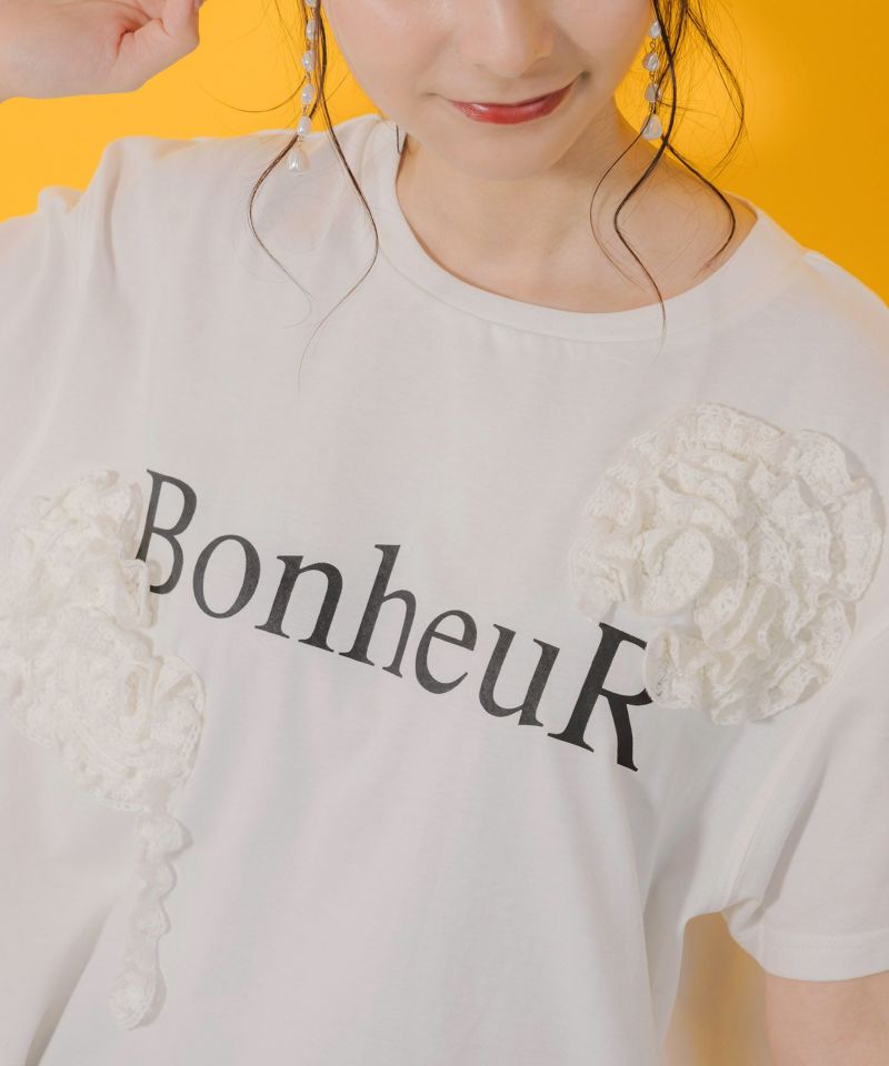 ボヌールロゴ レーステープTシャツ-6
