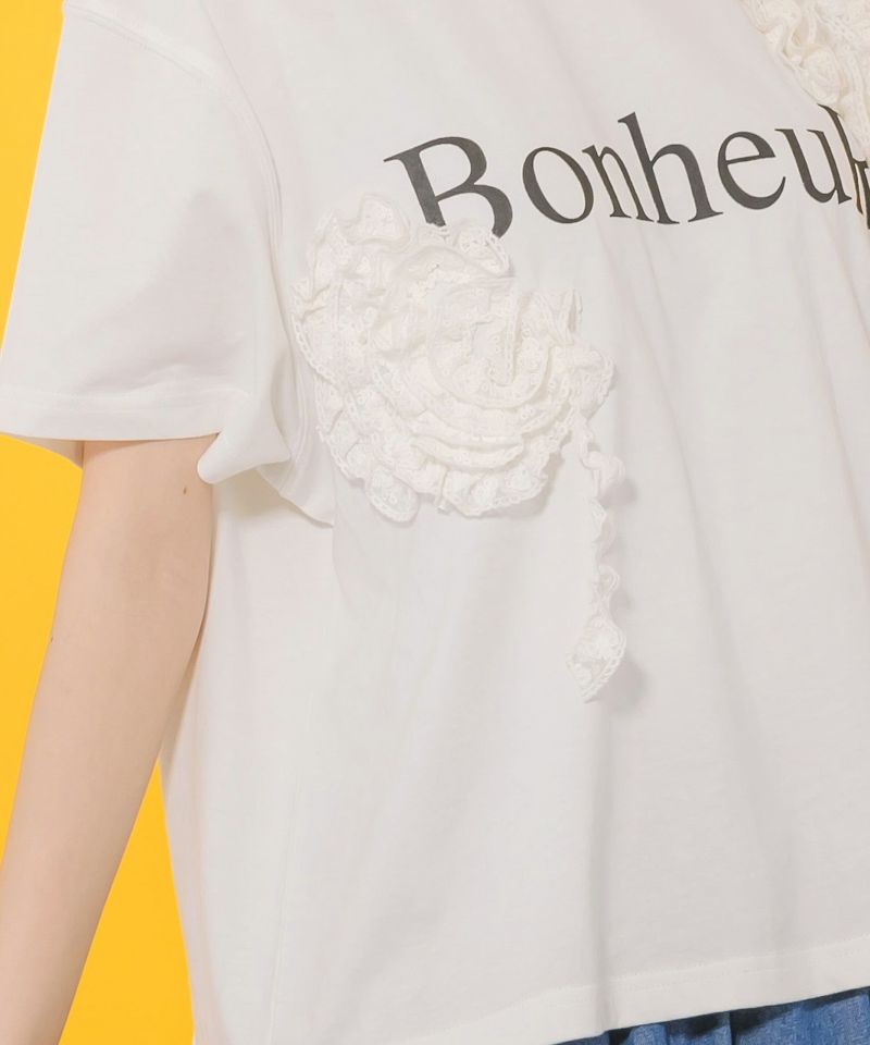 ボヌールロゴ レーステープTシャツ-7