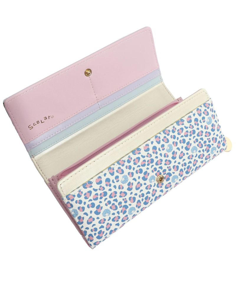 花蝶柄×ヒョウ柄 かぶせ付長財布-13