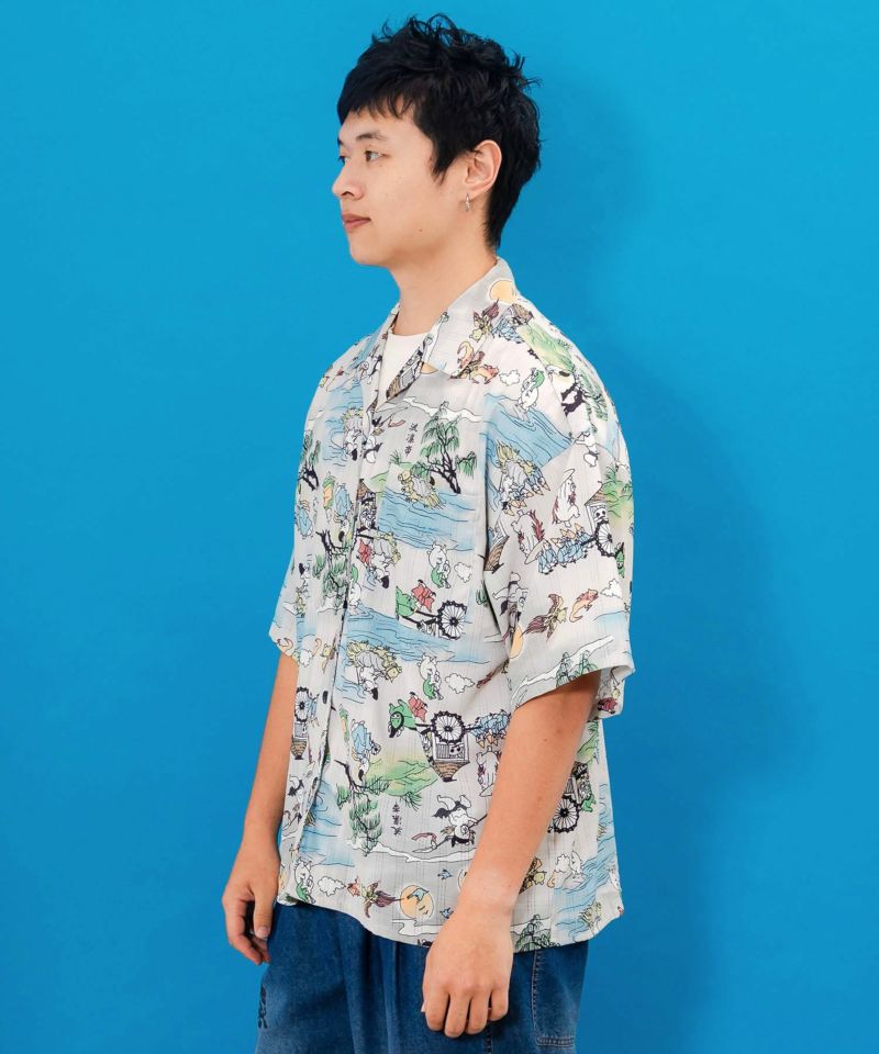 百鬼夜行orパッチワーク風 2柄展開シアーシャツ-4
