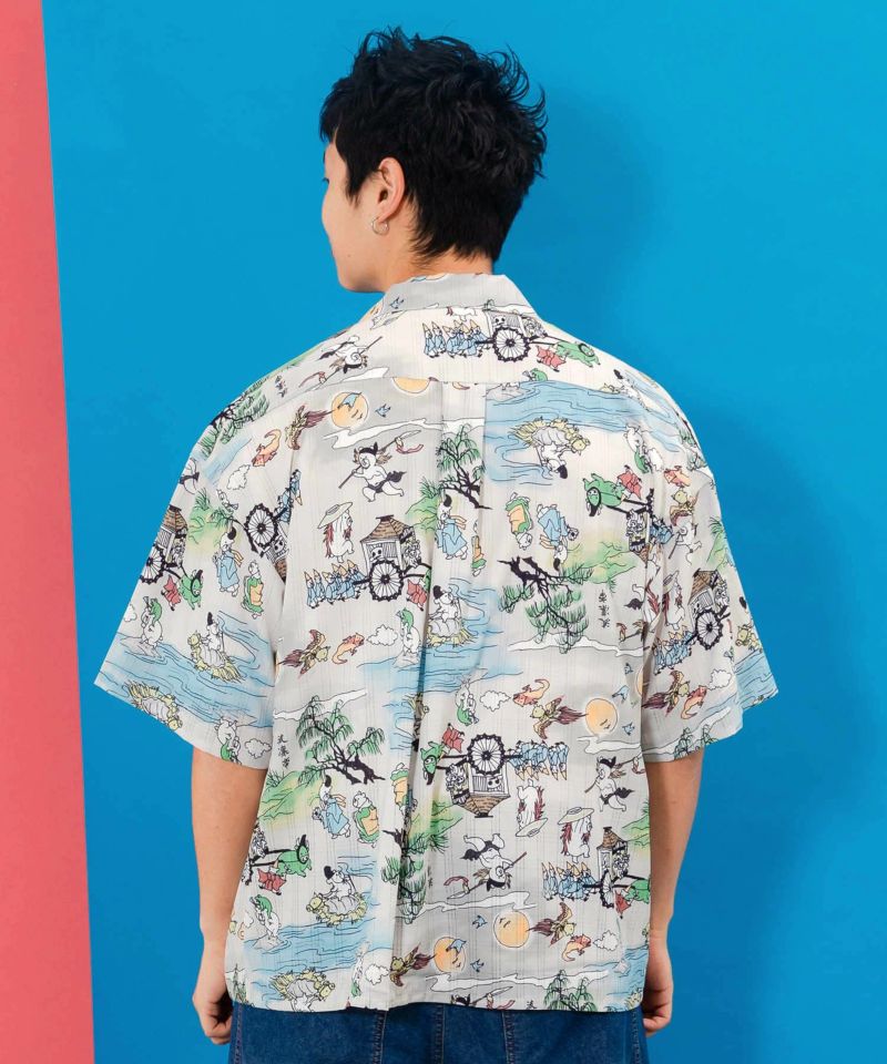 百鬼夜行orパッチワーク風 2柄展開シアーシャツ-5