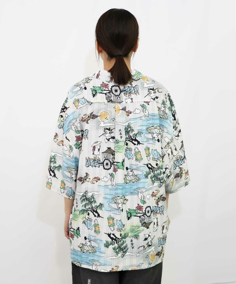 百鬼夜行orパッチワーク風 2柄展開シアーシャツ-10