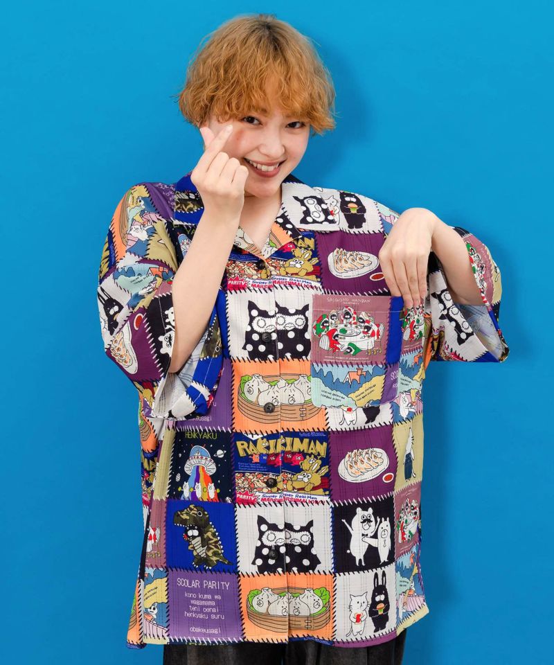 百鬼夜行orパッチワーク風 2柄展開シアーシャツ-21