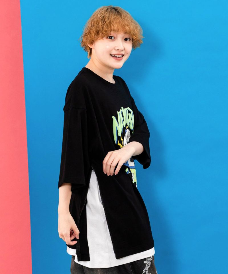 ネコ好きおばけうさぎUFO柄Tシャツ-3