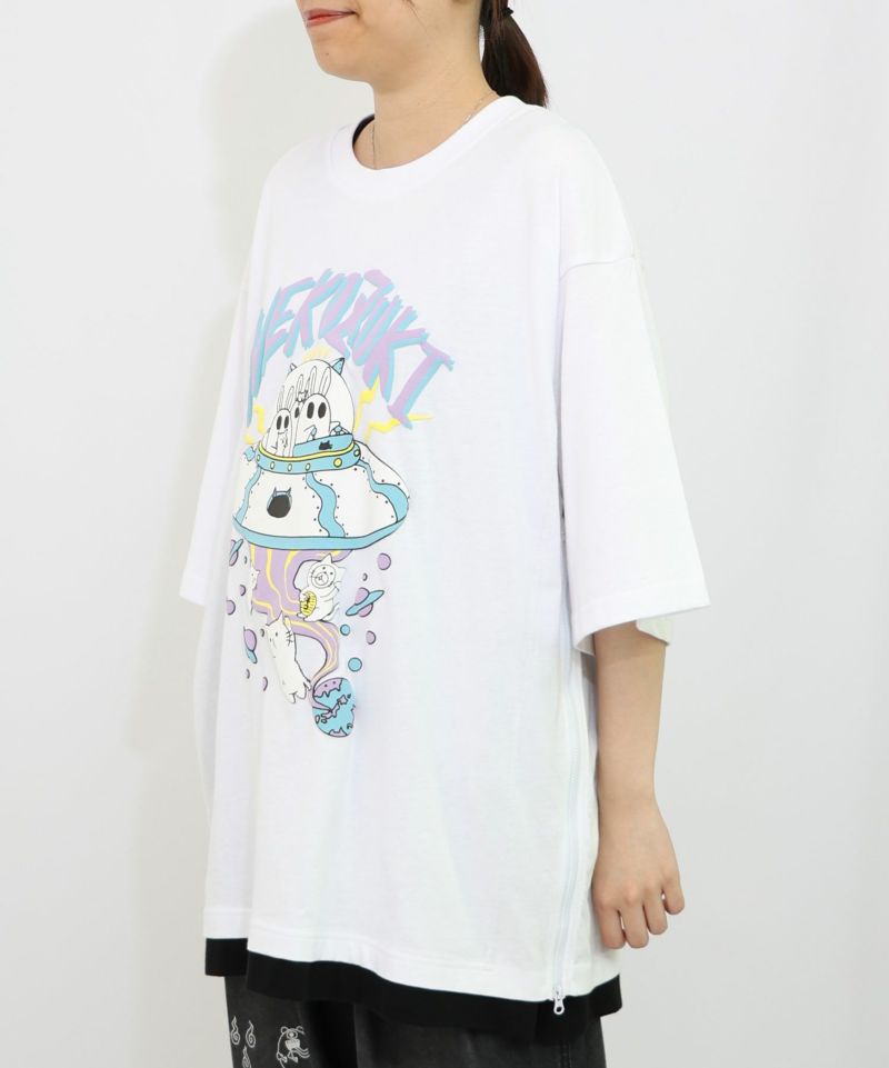 ネコ好きおばけうさぎUFO柄Tシャツ-9