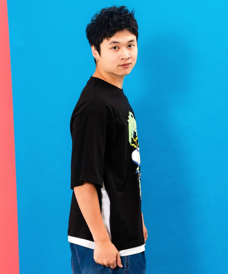 ネコ好きおばけうさぎUFO柄Tシャツ-13
