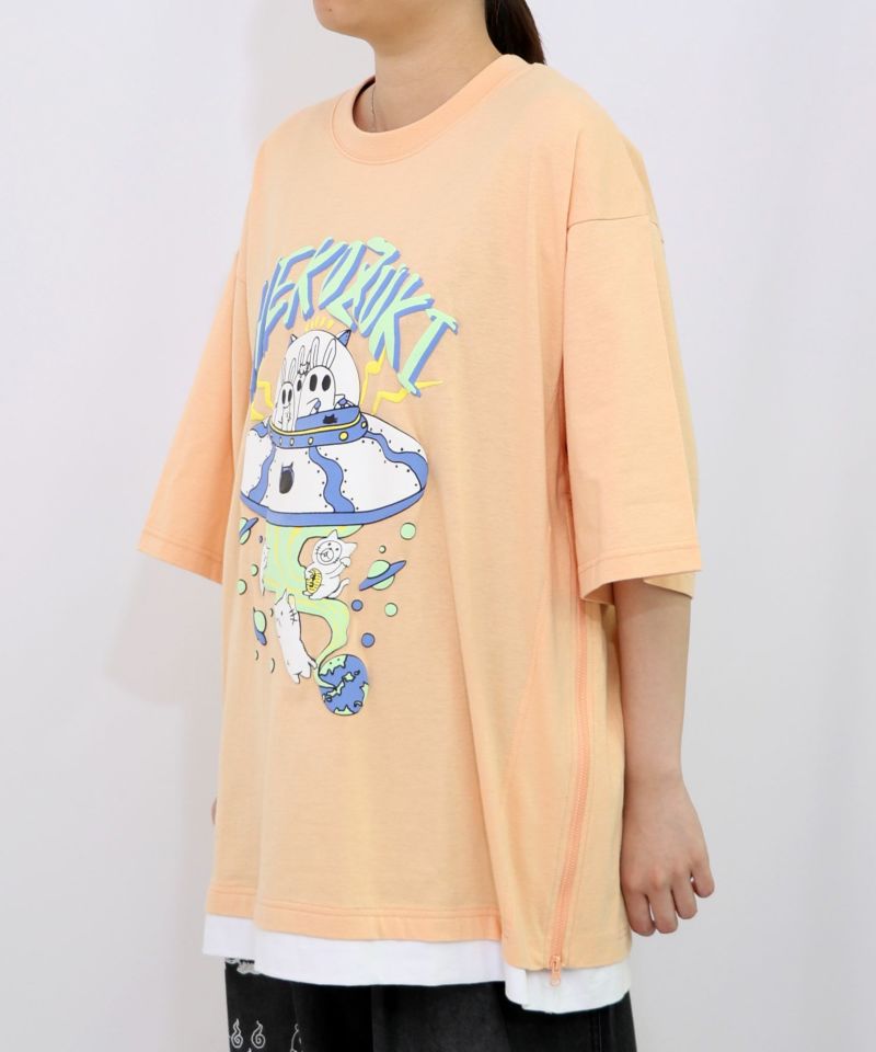 ネコ好きおばけうさぎUFO柄Tシャツ-20