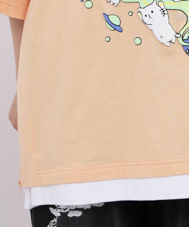 ネコ好きおばけうさぎUFO柄Tシャツ-24
