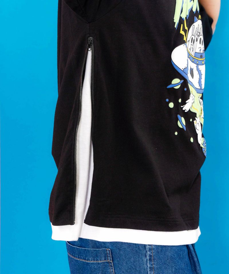 ネコ好きおばけうさぎUFO柄Tシャツ-27