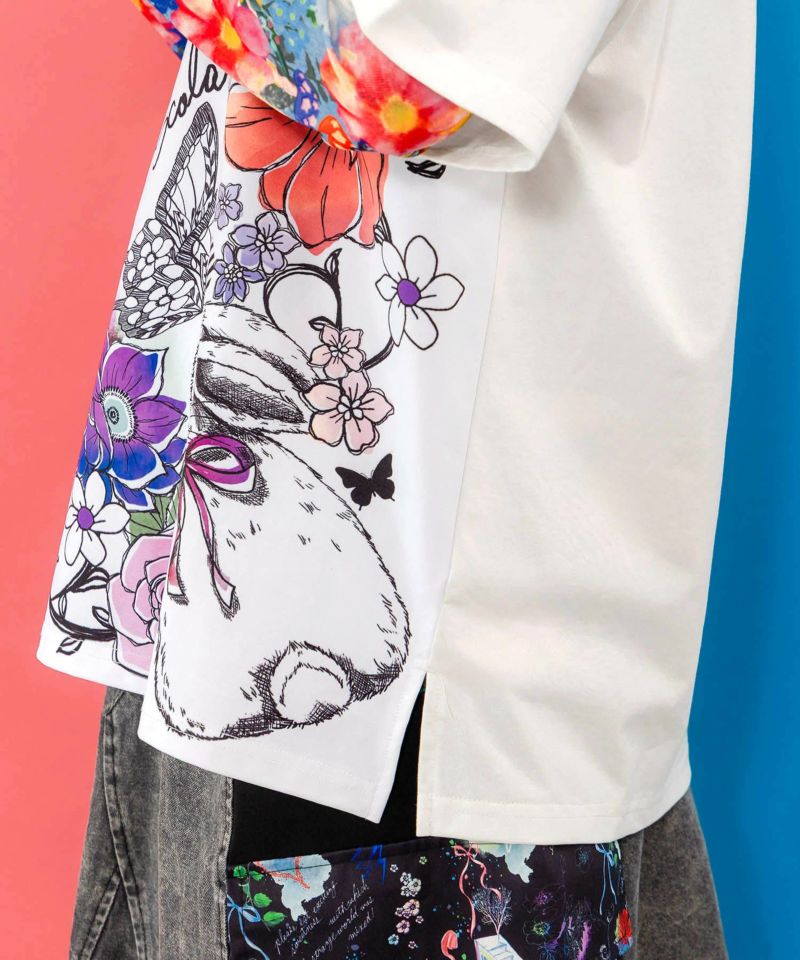 アニマル蝶花柄Tシャツ-5