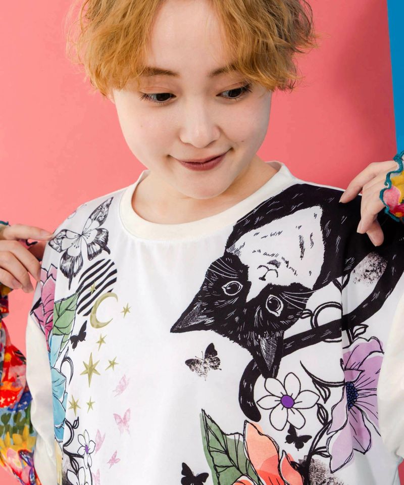 アニマル蝶花柄Tシャツ-6
