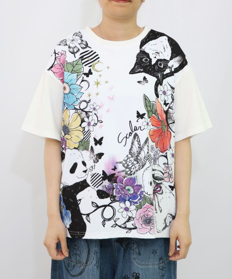 アニマル蝶花柄Tシャツ-8