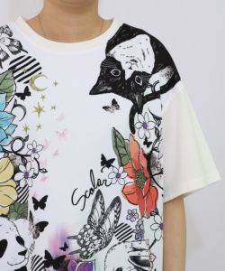 アニマル蝶花柄Tシャツ-10