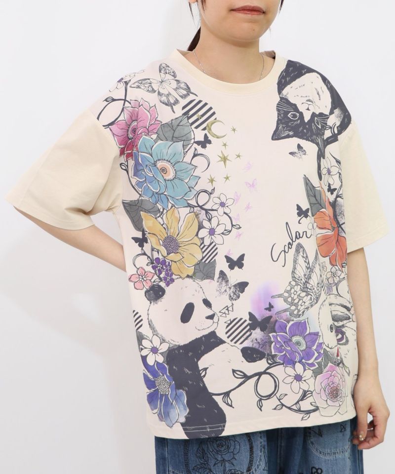 アニマル蝶花柄Tシャツ-11