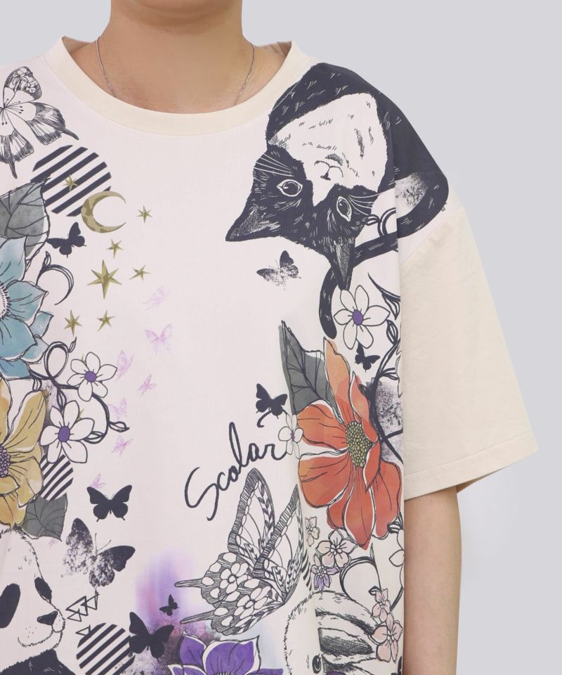 アニマル蝶花柄Tシャツ-13