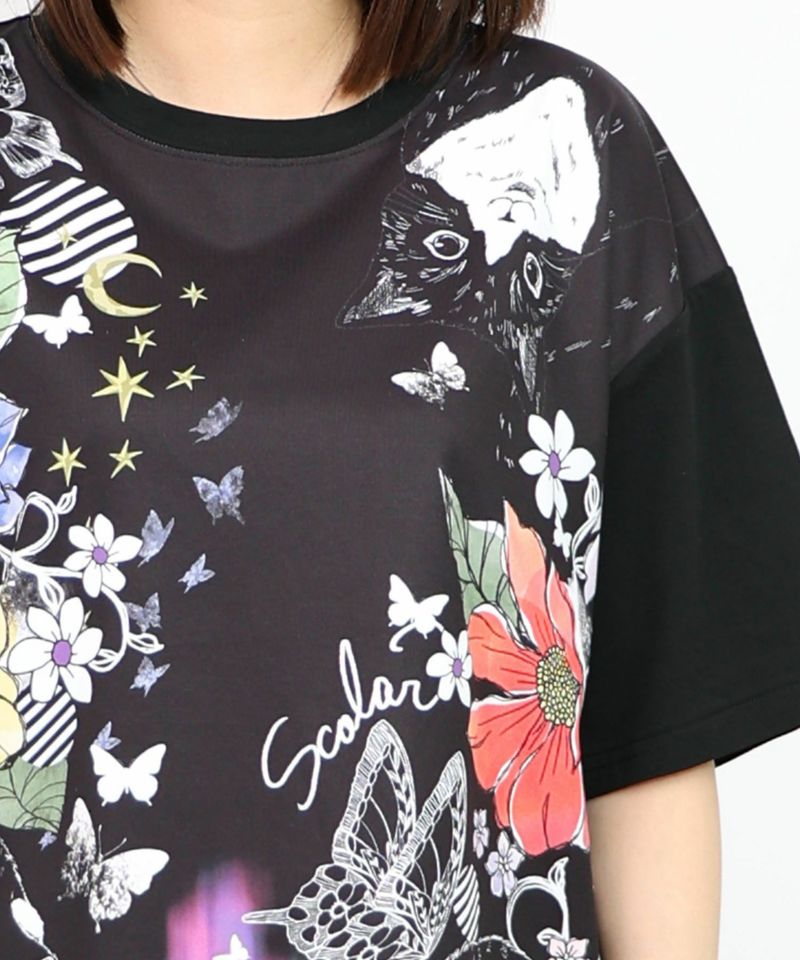 アニマル蝶花柄Tシャツ-16