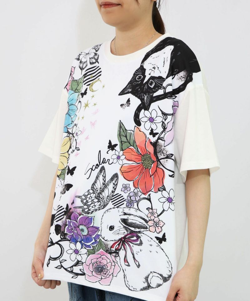 アニマル蝶花柄Tシャツ-18