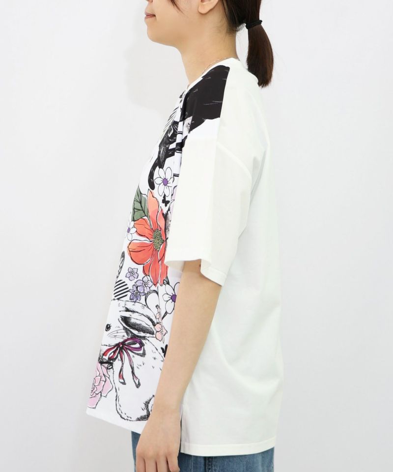 アニマル蝶花柄Tシャツ-19