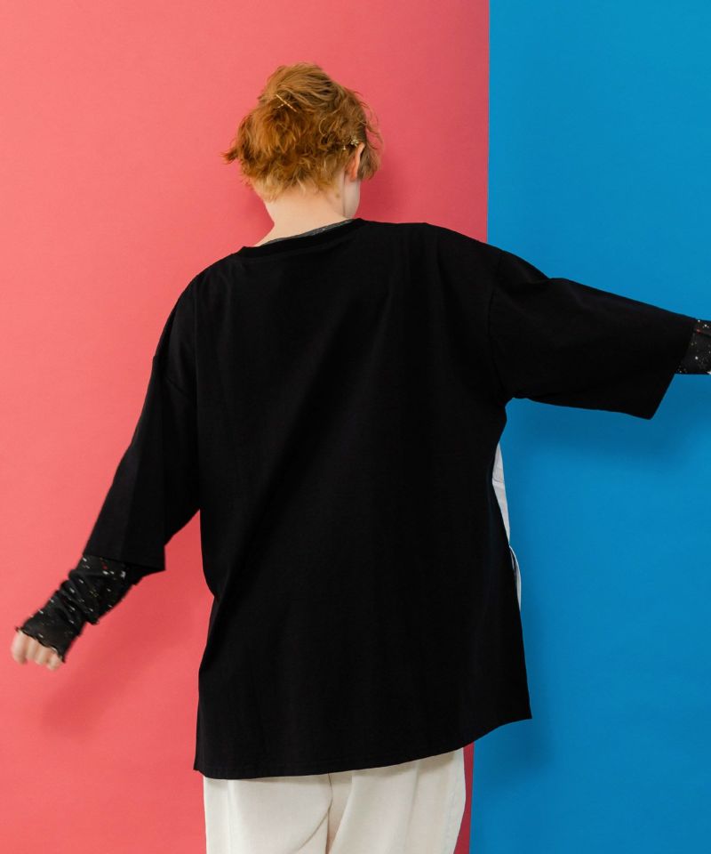 ロゴバッヂトリックアート柄Tシャツ-5