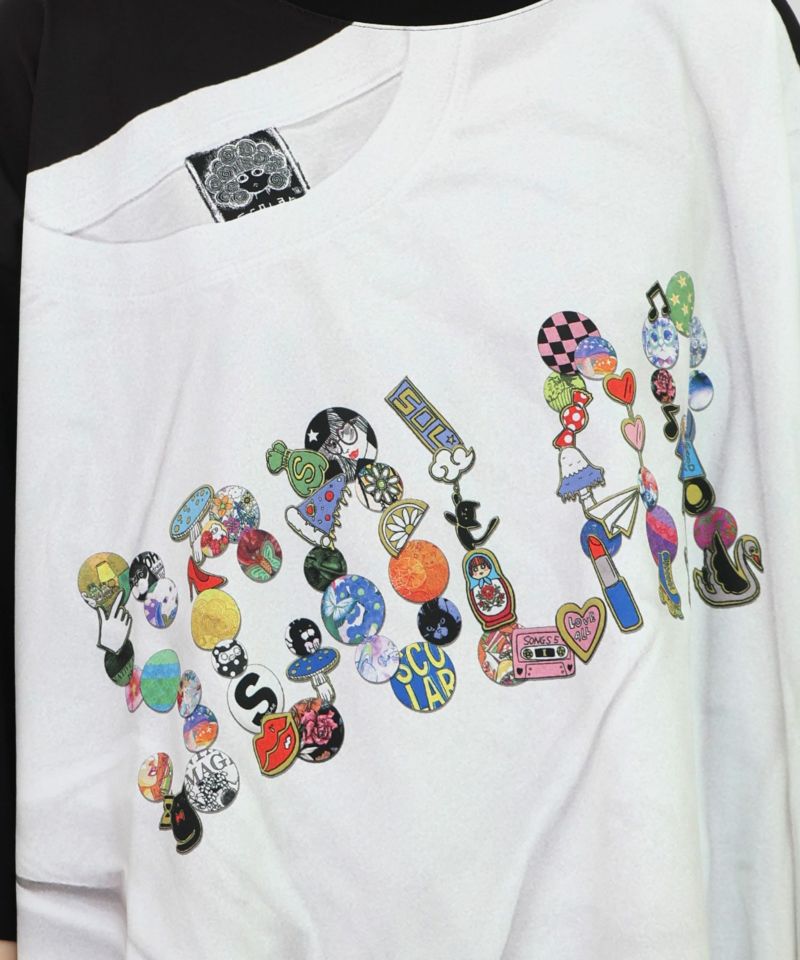 ロゴバッヂトリックアート柄Tシャツ-10