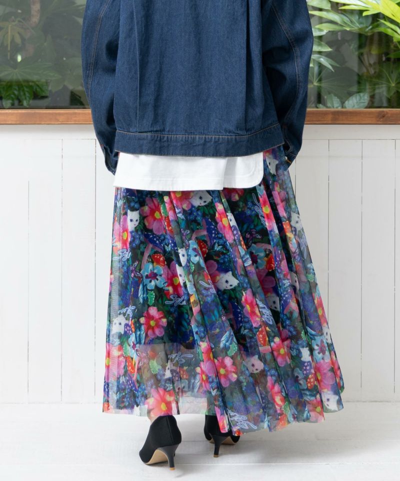 ネコ花・ヒョウ柄 2柄展開チュールスカート-16