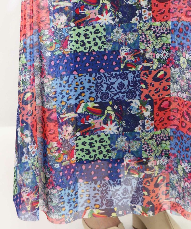 ネコ花・ヒョウ柄 2柄展開チュールスカート-19