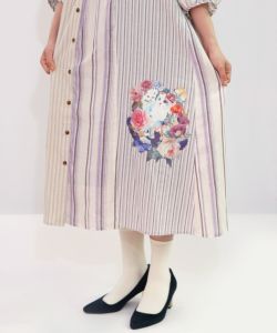 美品 PW CIRCULUS ストライプ柄ワンピ Color de luz マルチカラーストライプワンピース(ワンピース