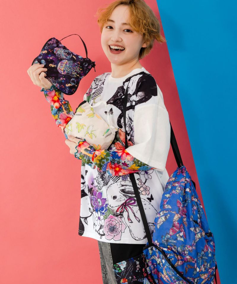 652435：バナナ・蝶・くらげ 3柄展開パッカブルナップサックの
