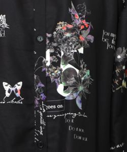 数字と花蝶柄 前開きワンピース-17