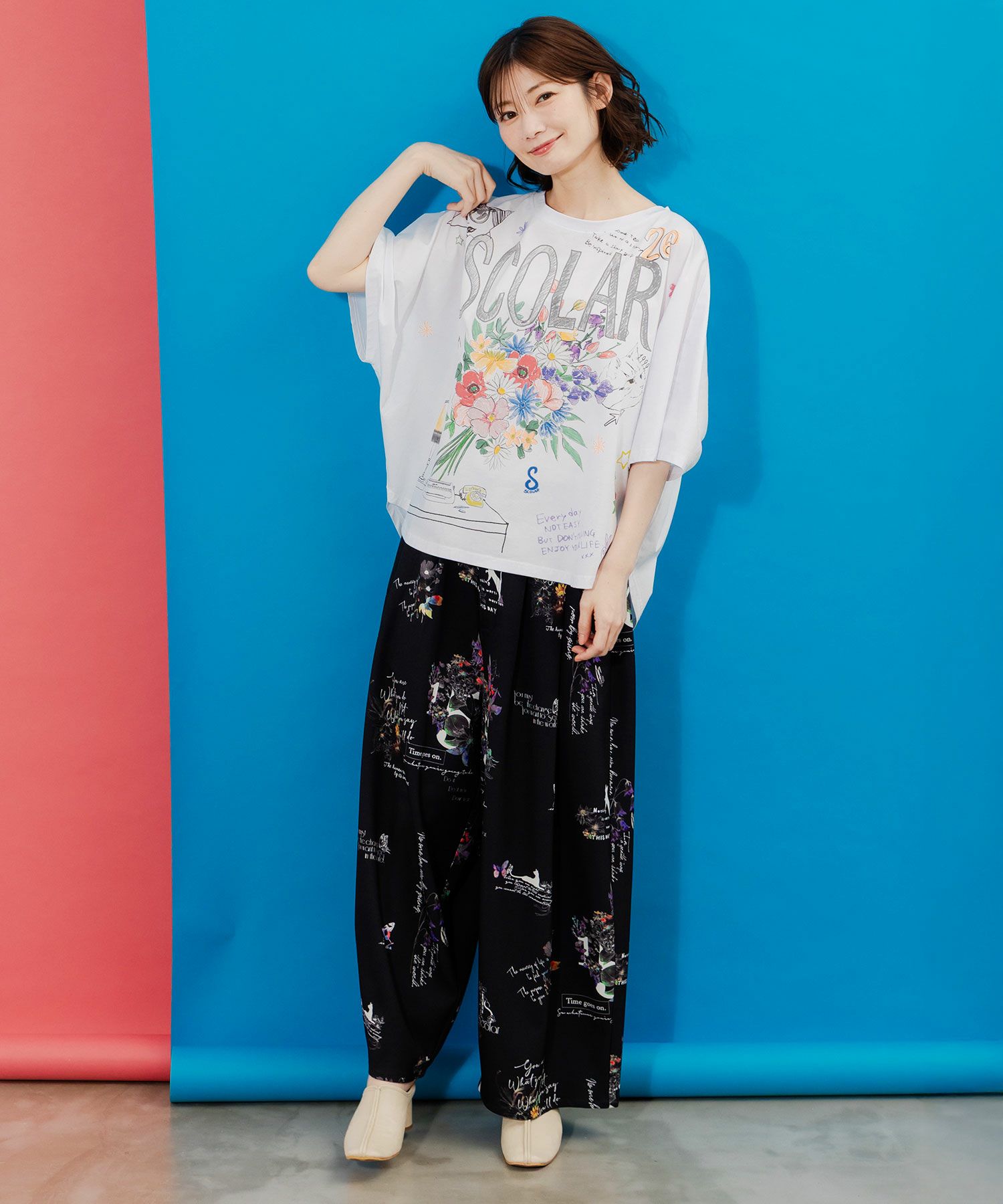 イズスカラー 数字と花蝶 総柄パンツ 552254 