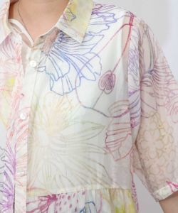 花フルーツ柄シアーシャツワンピース-13