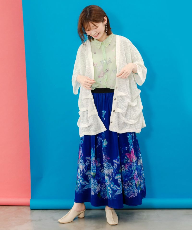 イズスカラー552248：花ジャガードカーディガン 552248：花ジャガードカーディガンの通販-ScoLar