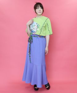 152721：POP柄ベルトマーメイドスカートの通販-ScoLar