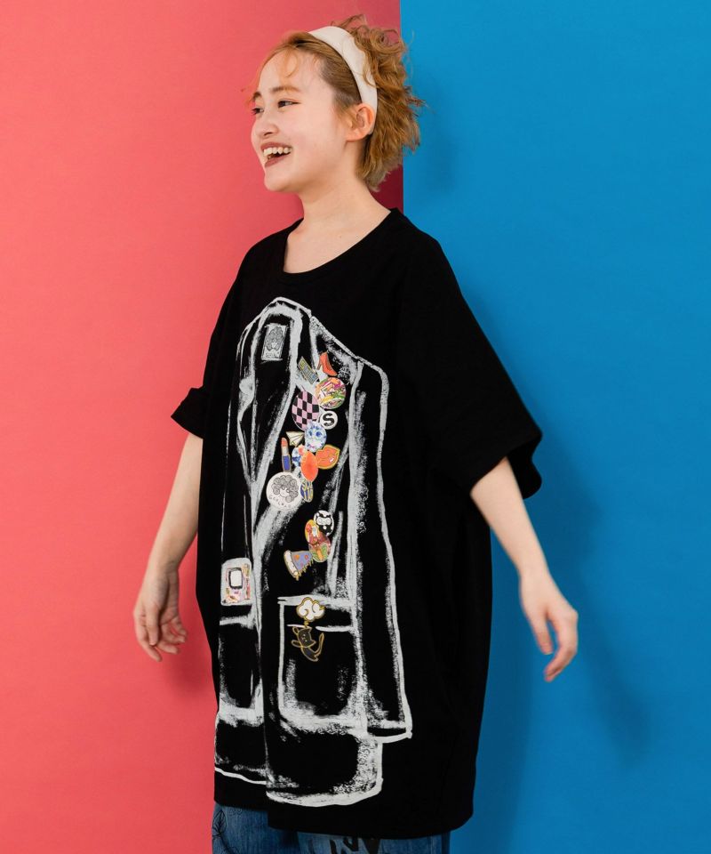ジャケットトリックアート柄 バッヂ付きチュニック-4