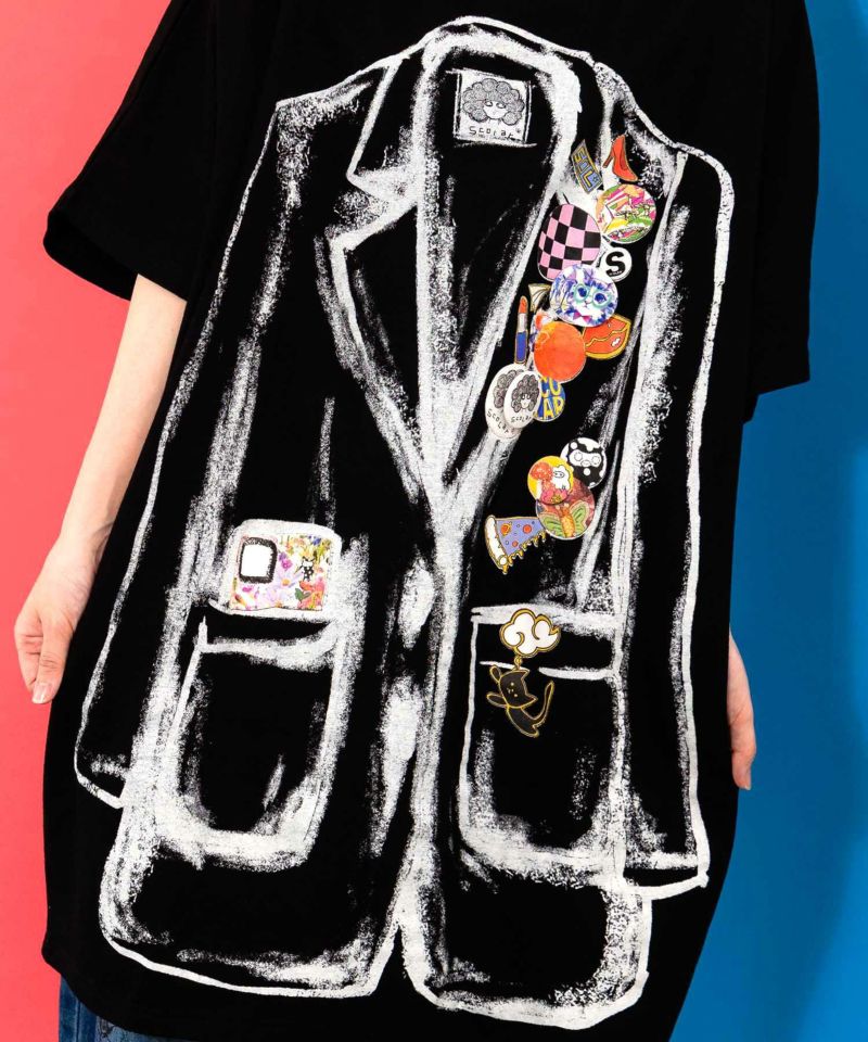 ジャケットトリックアート柄 バッヂ付きチュニック-7