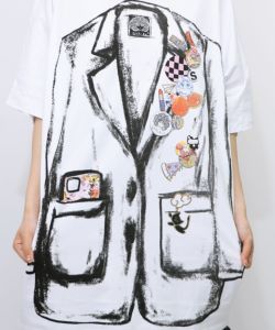 ジャケットトリックアート柄 バッヂ付きチュニック-12