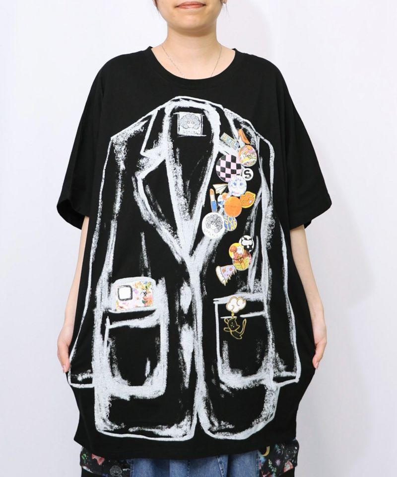 ジャケットトリックアート柄 バッヂ付きチュニック-13