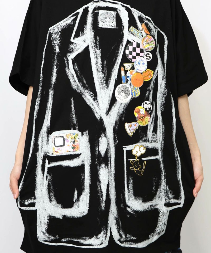 ジャケットトリックアート柄 バッヂ付きチュニック-16