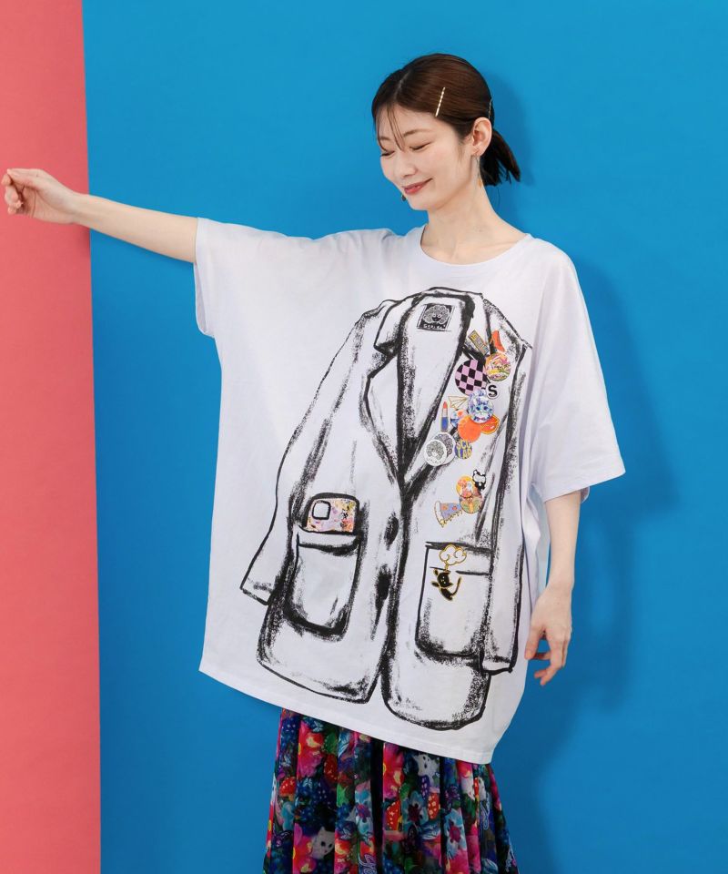 ジャケットトリックアート柄 バッヂ付きチュニック-19