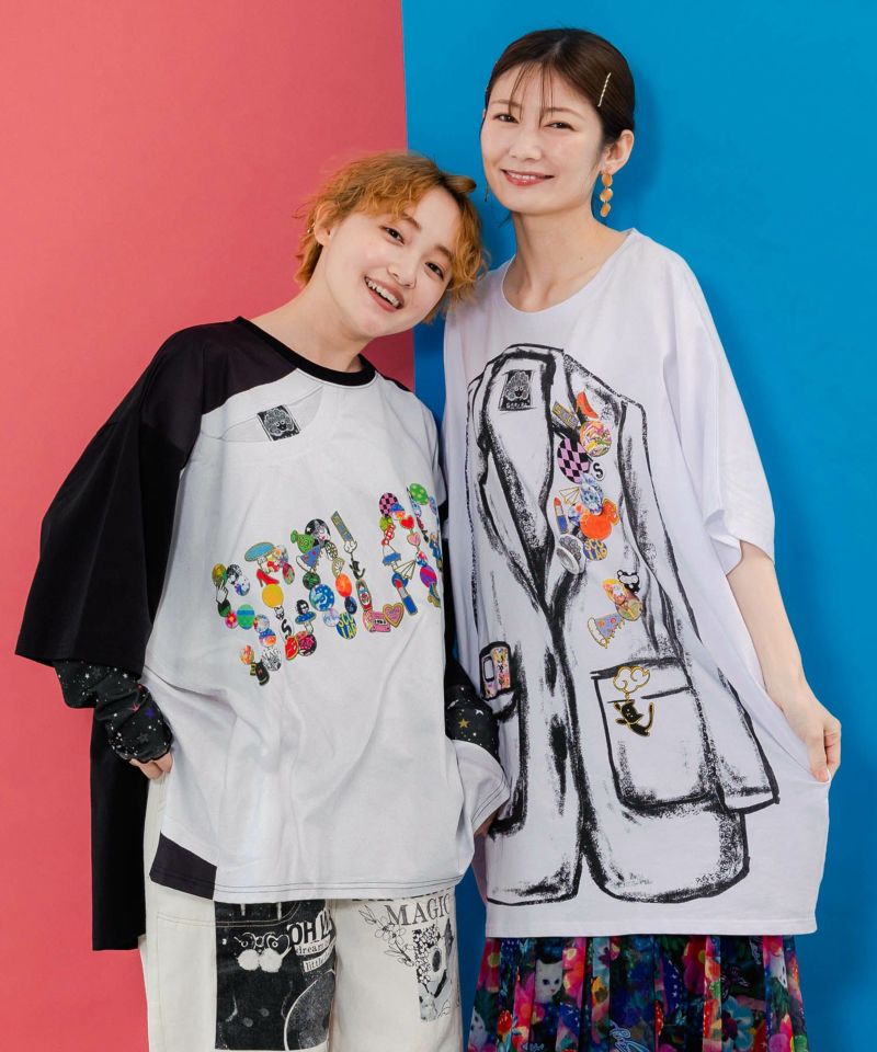 ジャケットトリックアート柄 バッヂ付きチュニック-24
