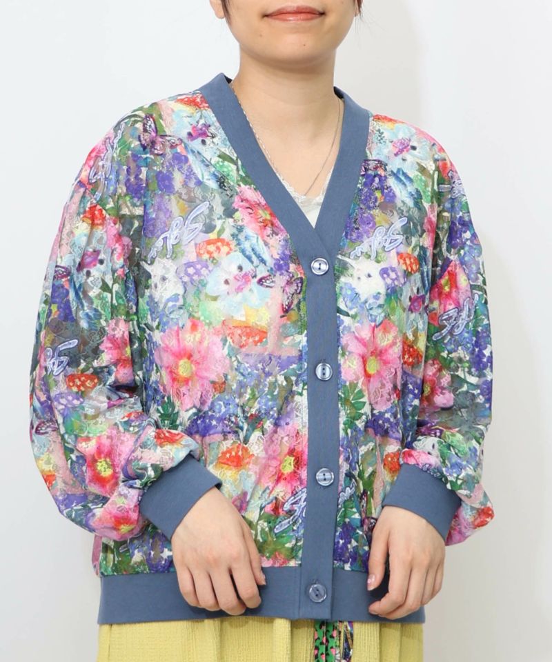 花・ヒョウ柄 2柄展開レースカーディガン-7