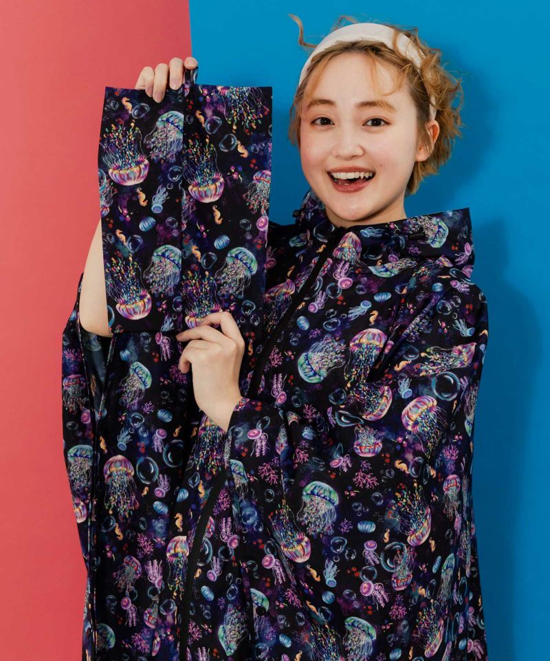 バナナ・蝶・くらげ 3柄展開レインポンチョ-1