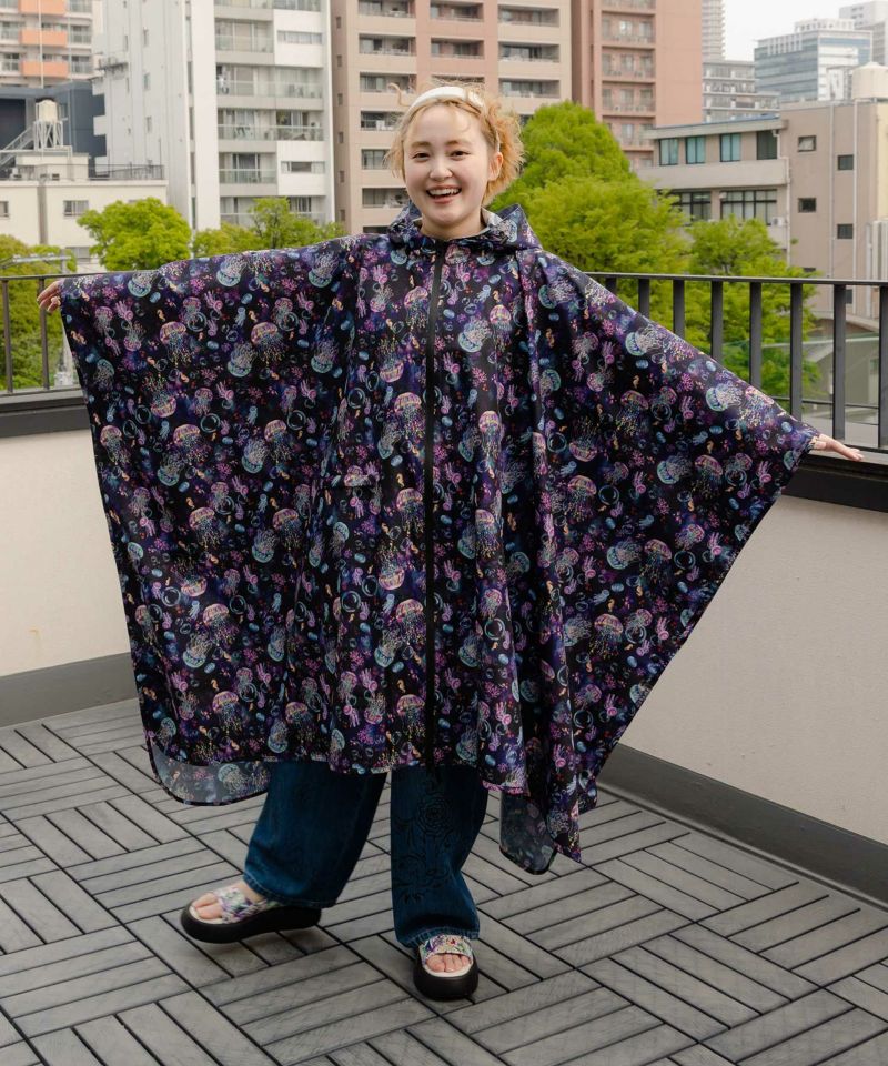 バナナ・蝶・くらげ 3柄展開レインポンチョ-3