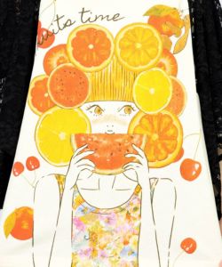 フルーティな女の子 レース袖切替Tシャツ-16